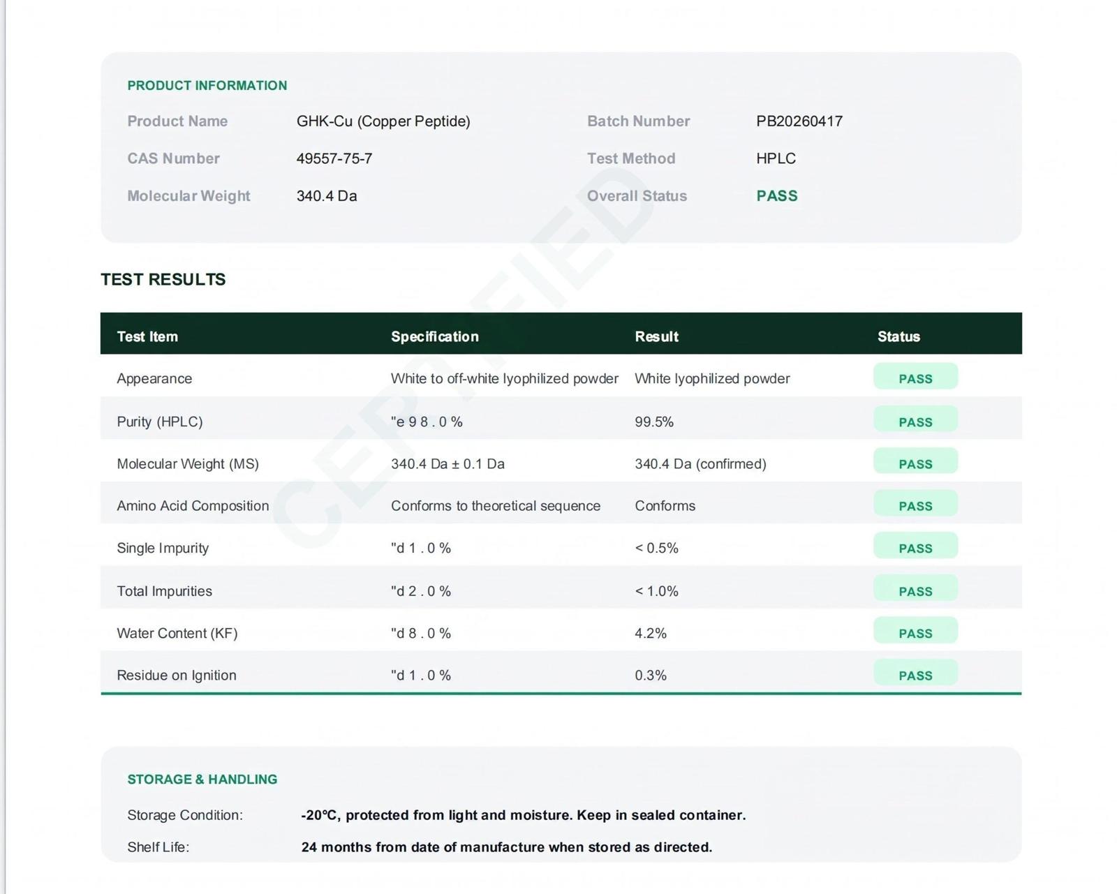 Preview of GHK-Cu — supplied report image