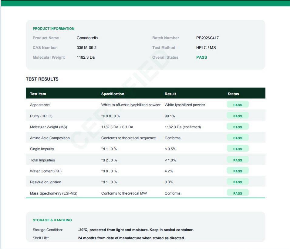 Preview of Gonadorelin — supplied report image