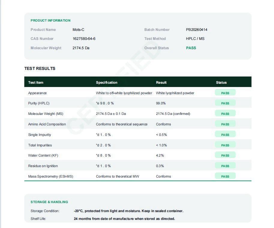 Preview of MOTS-C — supplied report image